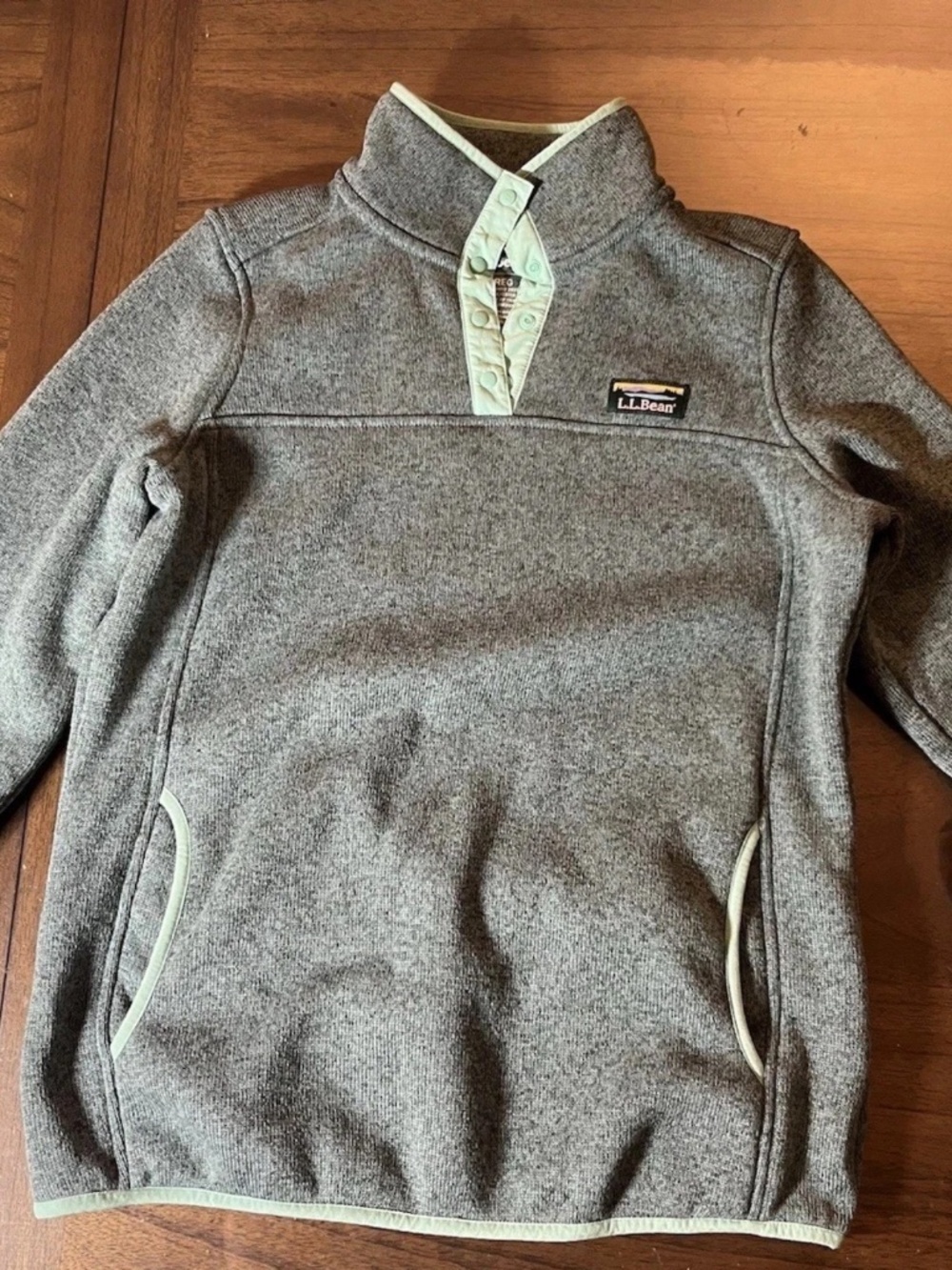 Women's L.L.Bean Sweater Fleece Pullover Size Medium, 1/4 Snap, Teal Blue